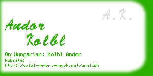 andor kolbl business card